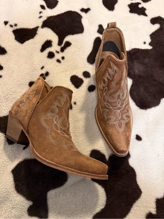 Myra Shoes - Myra Bag Brown Suede Western Ankle Booties